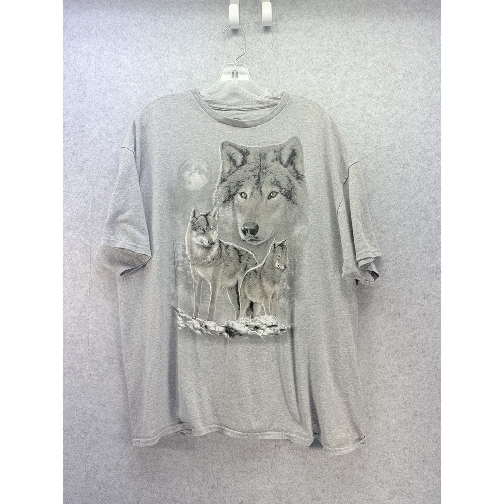 Wolf Big Face Gray T-Shirt Men's 2XL